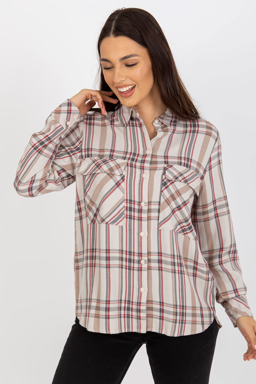 Světle béžová dámská kostkovaná...