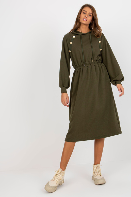 Khakifarbenes mikina s kapucí