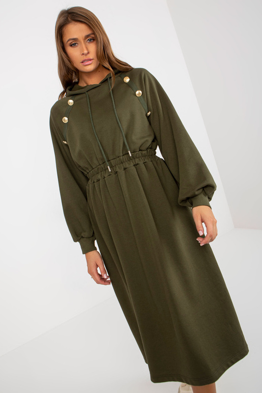 Khakifarbenes mikina s kapucí