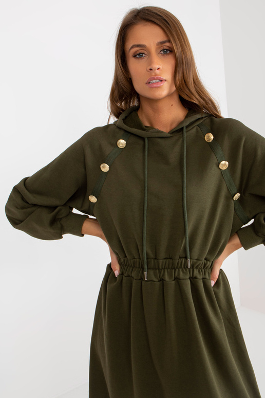 Khakifarbenes mikina s kapucí