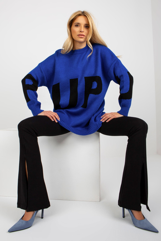 Kobaltový dlouhý oversize svetr s...