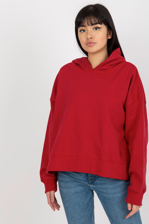 Červená mikina s kapucí a rozparky...
