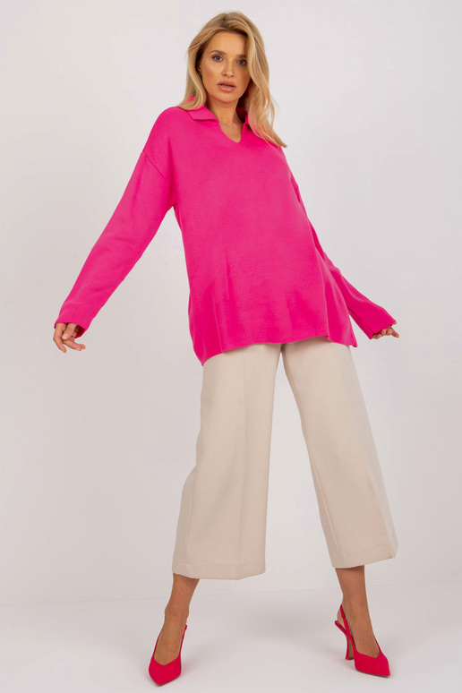 Fluo růžový dlouhý oversize svetr s...