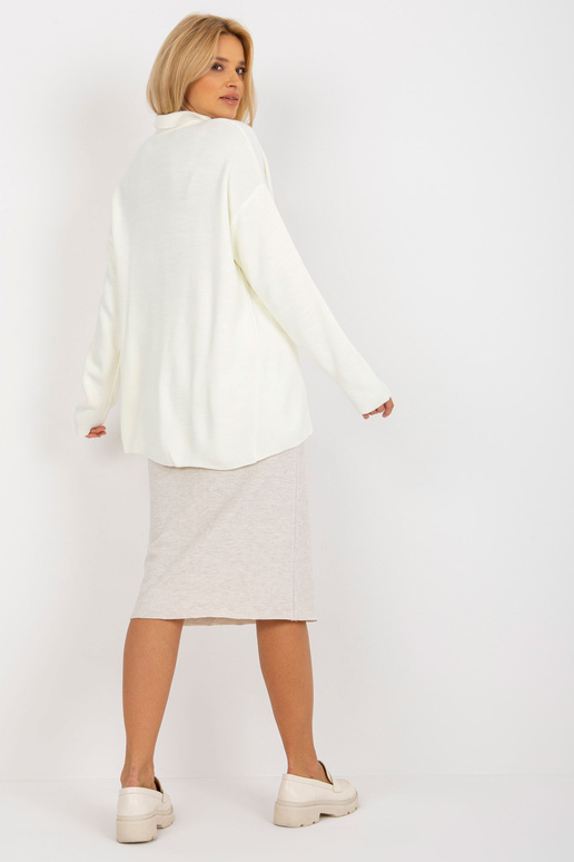 Ecru dámský oversize svetr s límečkem...