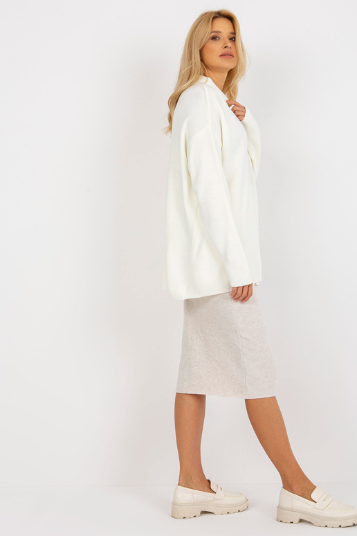 Ecru dámský oversize svetr s límečkem...