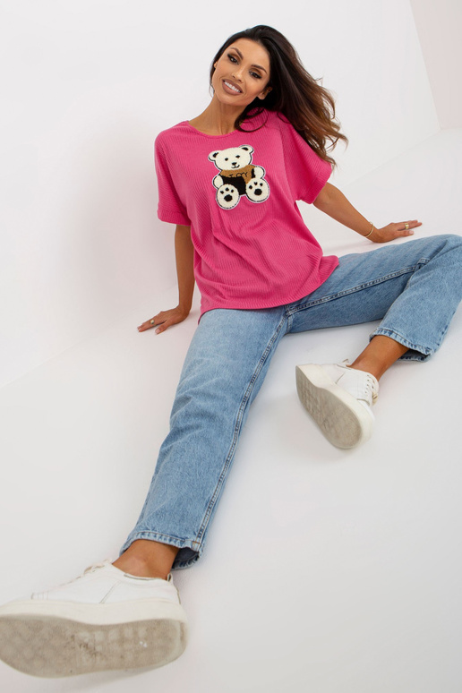 Fuchsiová žebrovaná oversize halenka...