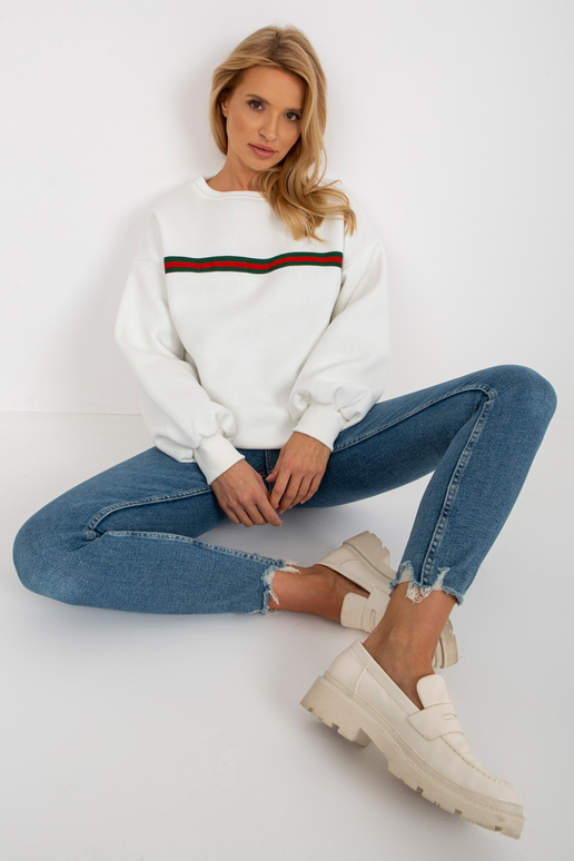 Ecru mikina pro ženy oversize bez kapuce