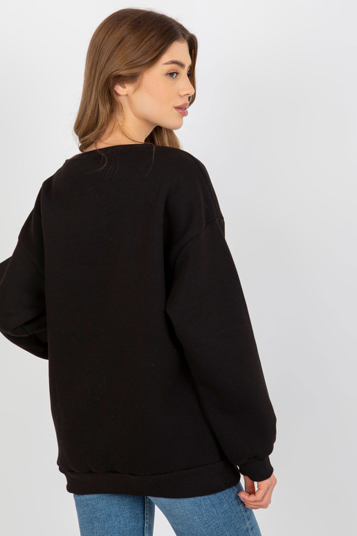 Černá mikina bez kapuce s páskem