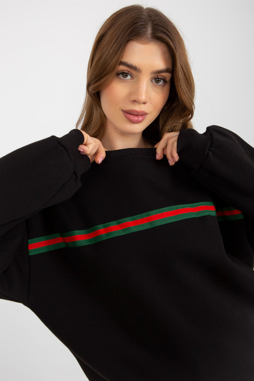 Černá mikina bez kapuce s páskem