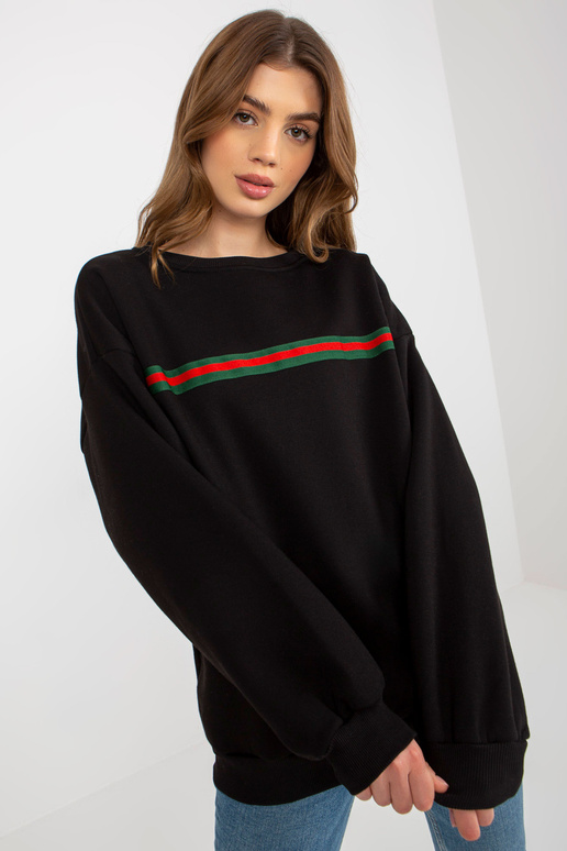 Černá mikina bez kapuce s páskem