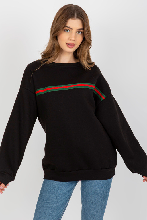 Černá mikina bez kapuce s páskem