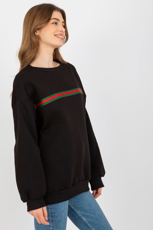 Černá mikina bez kapuce s páskem