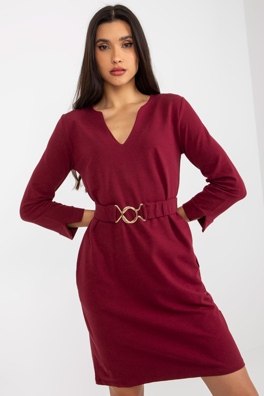 Vínové rovné mikinové šaty s kapsami...