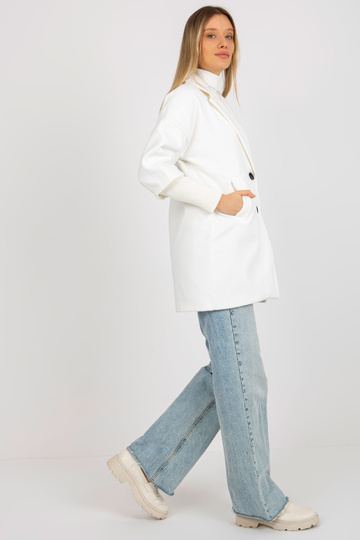 Ecru dámský kabát s lemy na...