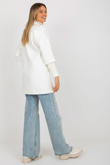 Ecru dámský kabát s lemy na... 2