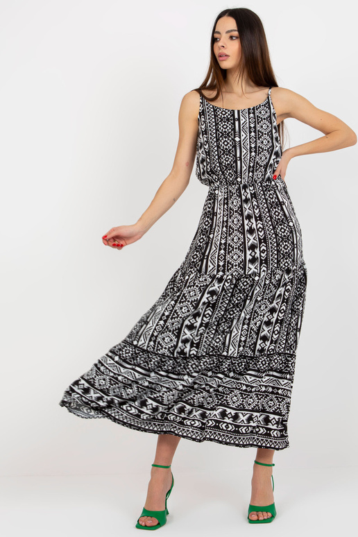 Černé maxi šaty nižší úrovně s ramínky