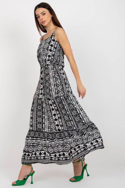 Černé maxi šaty nižší úrovně s ramínky