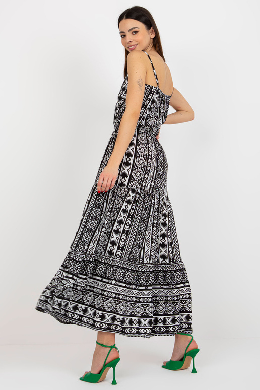 Černé maxi šaty nižší úrovně s ramínky