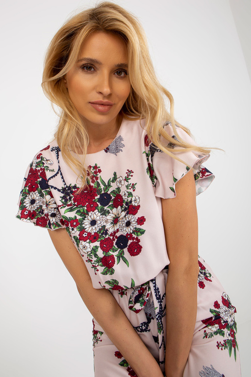 Světle růžový dámský květinový overal...