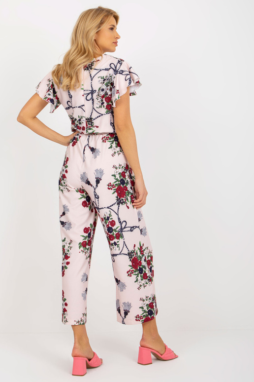 Světle růžový dámský květinový overal...