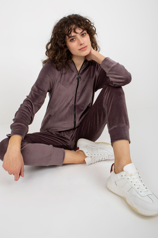 Fialový dvoudílný velurový set s...