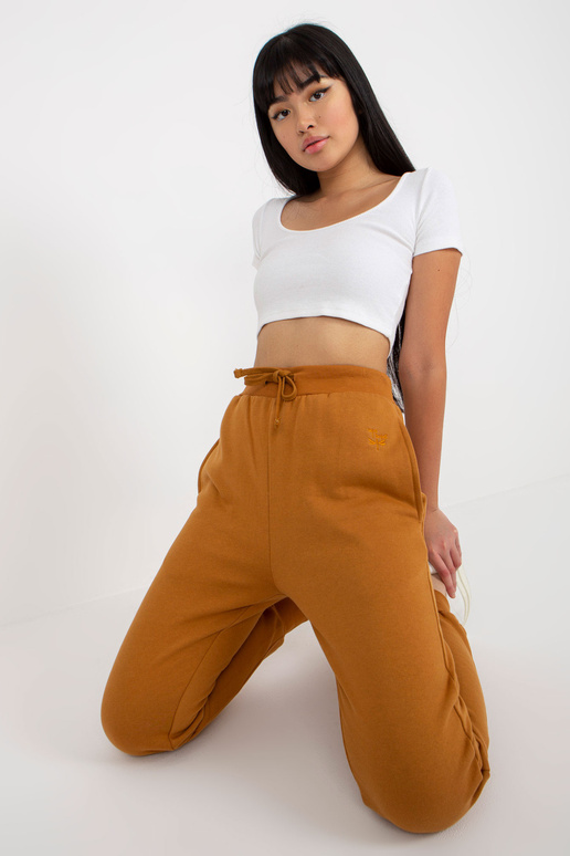 Hořčicové zateplené tepláky s vysokým...