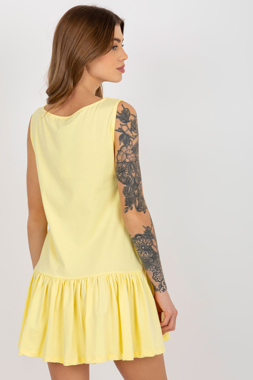 Žluté základní šaty s rozevlátým volánem Žluté základní šaty s rozevlátým volánem