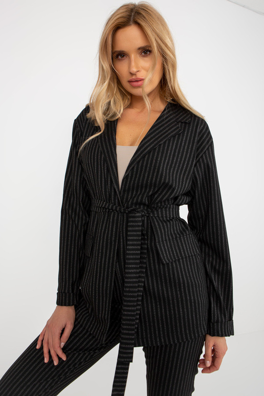 Černý elegantní sako sako s vázáním