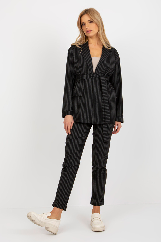 Černý elegantní sako sako s vázáním