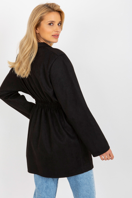 Černý kabát sakového střihu se... Černý kabát sakového střihu se...