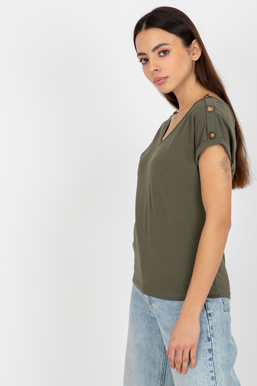 Khaki ležérní halenka s knoflíky na...