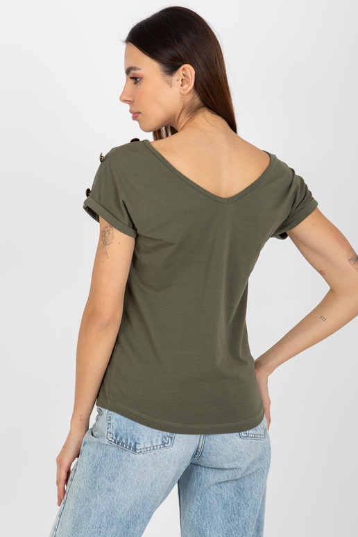 Khaki ležérní halenka s knoflíky na...