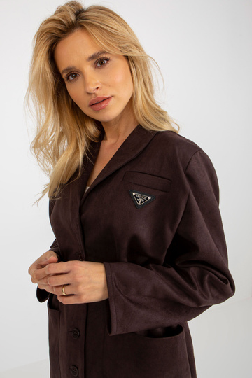 Tmavě hnědý bundový kabát s... 2