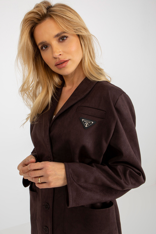 Tmavě hnědý bundový kabát s...