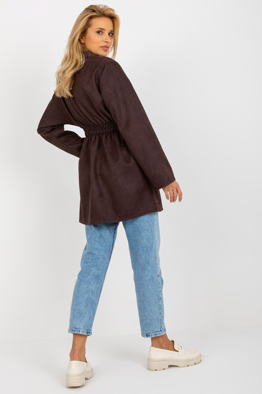 Tmavě hnědý bundový kabát s...