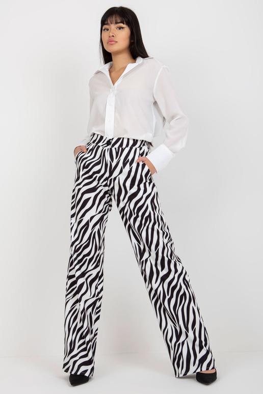 Černobílé široké kalhoty se zvířecím...