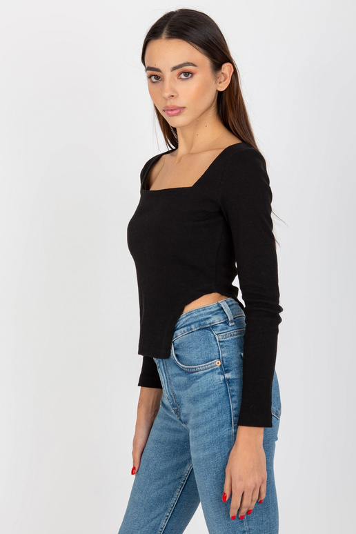 Černá krátká žebrovaná halenka s...