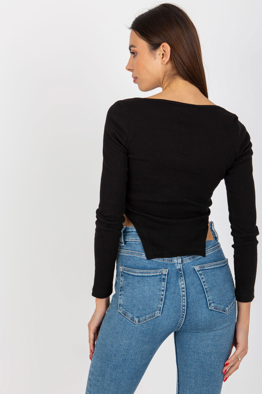 Černá krátká žebrovaná halenka s...