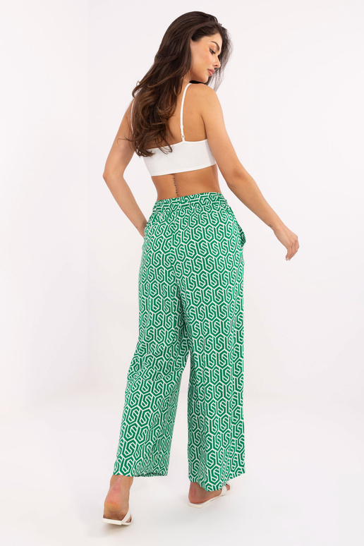 Zelené látkové palazzo kalhoty s...