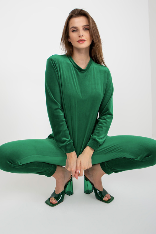 Zelený dámský velurový set s mikinou...