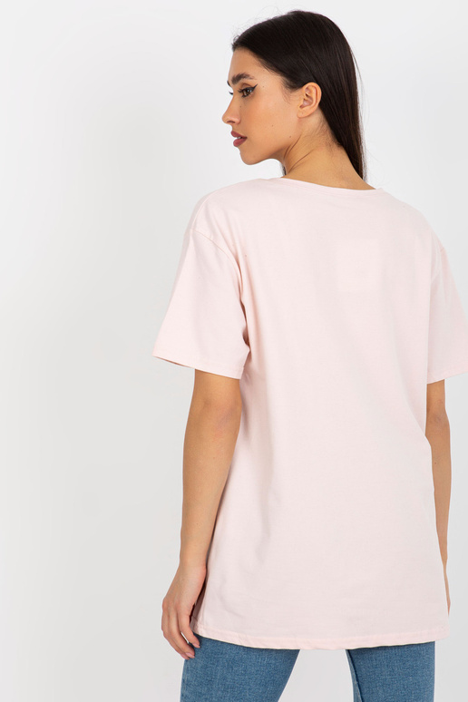 Světle růžové bavlněné tričko s nápisem Světle růžové bavlněné tričko s nápisem
