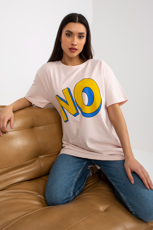 Světle růžové bavlněné tričko s nápisem Světle růžové bavlněné tričko s nápisem