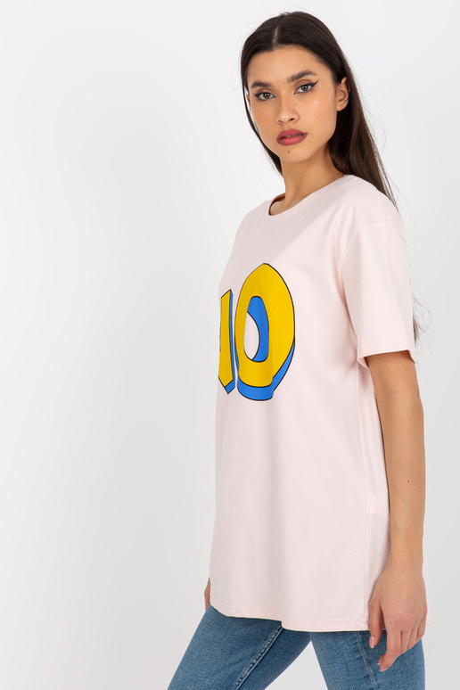 Světle růžové bavlněné tričko s nápisem Světle růžové bavlněné tričko s nápisem