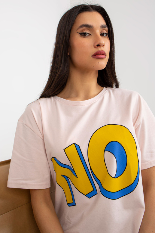 Světle růžové bavlněné tričko s nápisem Světle růžové bavlněné tričko s nápisem