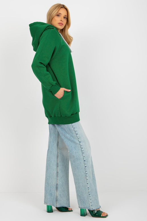 Tmavě zelená dlouhá mikina basic s... Tmavě zelená dlouhá mikina basic s...