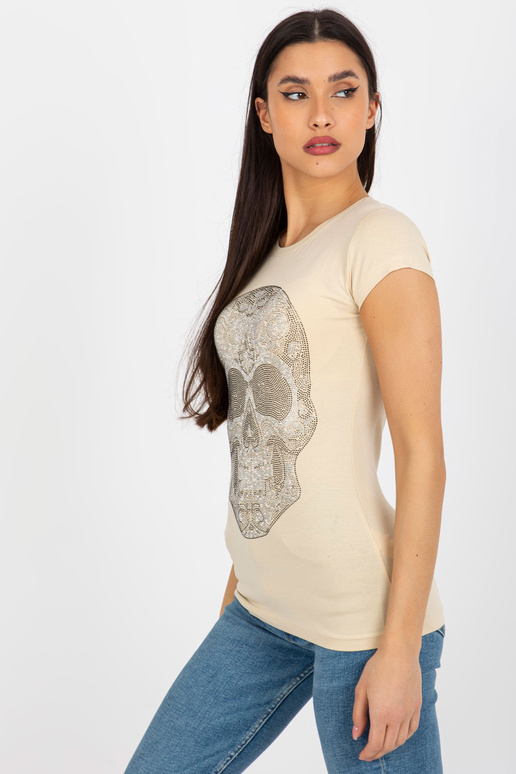 Béžové vypasované tričko s kamínky Béžové vypasované tričko s kamínky