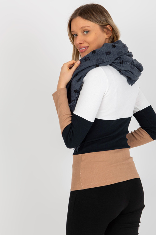 Tmavě modrý dámský šál s potiskem