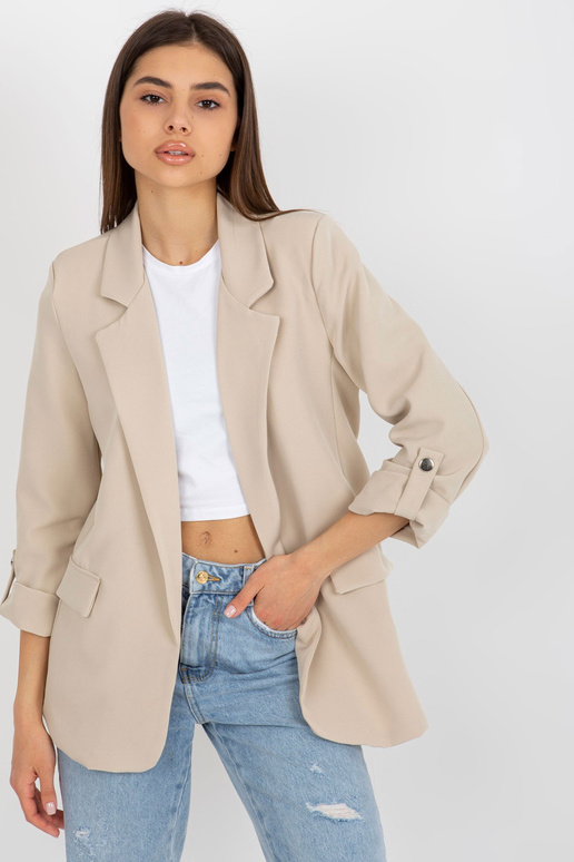 Světle béžový dámský blejzr bez... Světle béžový dámský blejzr bez...