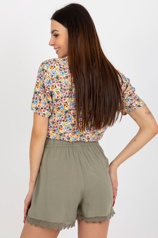 Khaki plovoucí ležérní šortky s...