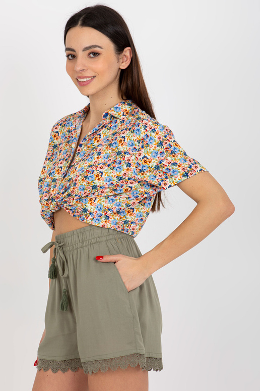 Khaki plovoucí ležérní šortky s...